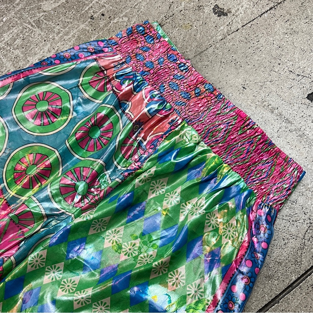 💚 3259. Boho Print Tie Front Wide Leg Pants - Picture 4 of 7